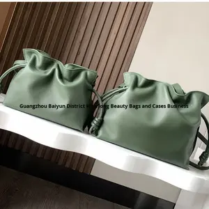 Alta versión de lujo de cuero de vaca cubo nube bolso de mujer nuevo Lucky <span class=keywords><strong>Flamenco</strong></span> cordón rompecabezas cuero genuino impermeable - Product Image 4