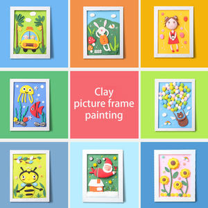 Kit de cadre photo DIY en argile à séchage à l'air pour l'artisanat des enfants, commande en gros, avec logo personnalisé, idéal pour les cadeaux d'anniversaire - Product Image 5