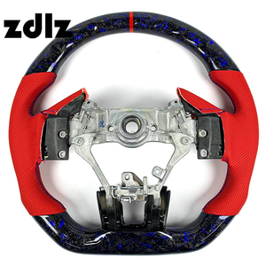 Volante de Coche <span class=keywords><strong>2022</strong></span> 2023 para Subaru VX WRX <span class=keywords><strong>STI</strong></span> <span class=keywords><strong>Forester</strong></span>, Personalizado, de Cuero Rojo Perforado, Fibra de Carbono Forjada - Product Image 6