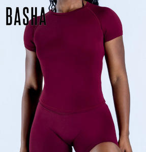 <span class=keywords><strong>Tuta</strong></span> Intera Sportiva Senza Cuciture a Maniche Corte in Nylon Opaco ad Alta Elasticità, Traspirante e Assorbente, Lunghezza al Ginocchio - Product Image 1