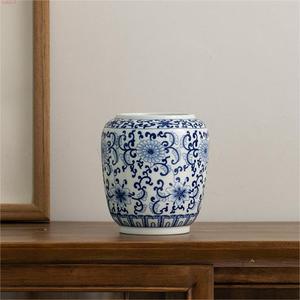 Blue White Underglaze Vintage Style Ceramic Vase for Dining Table Office Living Room Dried Fresh <b>Flower</b> <b>Display</b> - Product Image 5