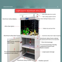 Aquarium moderne de luxe avec pompes à eau LED, couvercle rabattable, verre ultra-clair rectangulaire, capacité de 150 à 400 L, aquarium pour salon