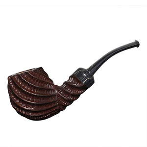 Muxiang Hand Carved Wooden Tobacco Pipe Apple Shape Solid Sandalwood Briar Wood Straight Type Men Smoking Pipe - Product Image 4