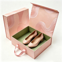Hochwertige Rosa High-Heels-Schuhverpackung Maßgefertigte Starre Papierbox mit Bandgriff Magnetverschluss Flip-Top-Verpackung