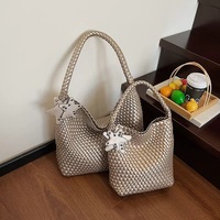Tas Tote Wanita Model Anyaman Bintang Caihong Baru 2026, Serbaguna, Terbuka, Bahan PU Katun, Bisa Dipakai di Semua Musim, Model 8652 CN/GUA
