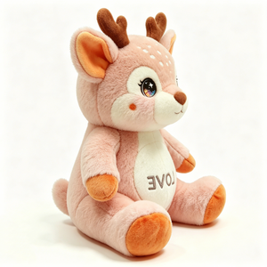 Peluche de cervatillo con manchas en suave rosa pastel, Cervatillo de dibujos animados sentado, de pelaje aterciopelado y suave, Peluche de ciervo rosa - Product Image 4