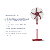 Kipas Lantai USB LED Solar DC 18-Inci Plastik, Laris Manis, Dilengkapi Remote Control, Osilasi, Timer, Cocok untuk Rumah, Hotel, Mobil