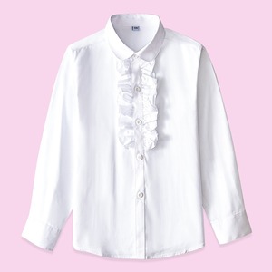 Chemises à manches longues en <span class=keywords><strong>coton</strong></span> blanc pour filles, uniformes scolaires du primaire, chemisiers blancs pour enfants plus âgés et de taille moyenne, printemps automne - Product Image 4