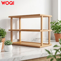 WOQI Desktop Shelf Simple Bookshelf Table Storage Rack Wooden Organizer Holder with Double Layer Structure for Office Home