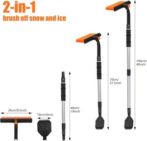 Brosse à neige rotative et grattoir à glace réglable de 27 pouces avec manche télescopique et nettoyeur pour kit de balayage de voiture - Product Image 4