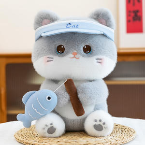 Peluche Personalizzati con Logo: Gatto, Pesce, Granchio, Gatto con Cappello Grigio-Marrone, Animali di Peluche, Cuscini Super Morbidi, Regalo <span class=keywords><strong>per</strong></span> Bambini - Product Image 5