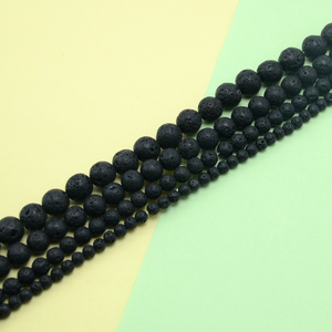 Wholesale Jewelry Making Supplier 4/6/8/10mm <strong>Black</strong> Lava Round Natural Stone <strong>Beads</strong> for Bracelet - Product Image 2