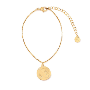 Pulsera con Dije de Moneda Chapada en Oro Angelina, Cadena Ajustable, Joyería de Moda para Mujer, Accesorio de Regalo - Product Image 1