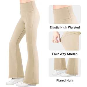 Pantalones Deportivos de Cintura Alta con Efecto Levanta Glúteos, Pantalones de Yoga con Microvolantes y Pierna Ancha para Primavera/Verano - Product Image 5