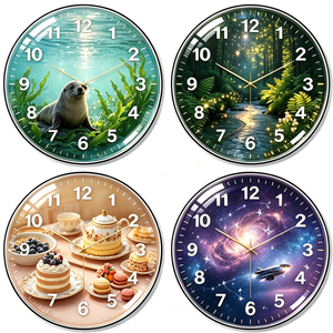 <span class=keywords><strong>Horloge</strong></span> murale mécanique Art Déco avec motif nature morte, design circulaire à une seule face, affichage à aiguilles pour salon, mariage - Product Image 1