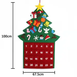 2024 Reusable 24 Days Christmas Advent Calendar Wall Hanging Decor Embroidered Sequined Graphics Christmas Countdown Calendar