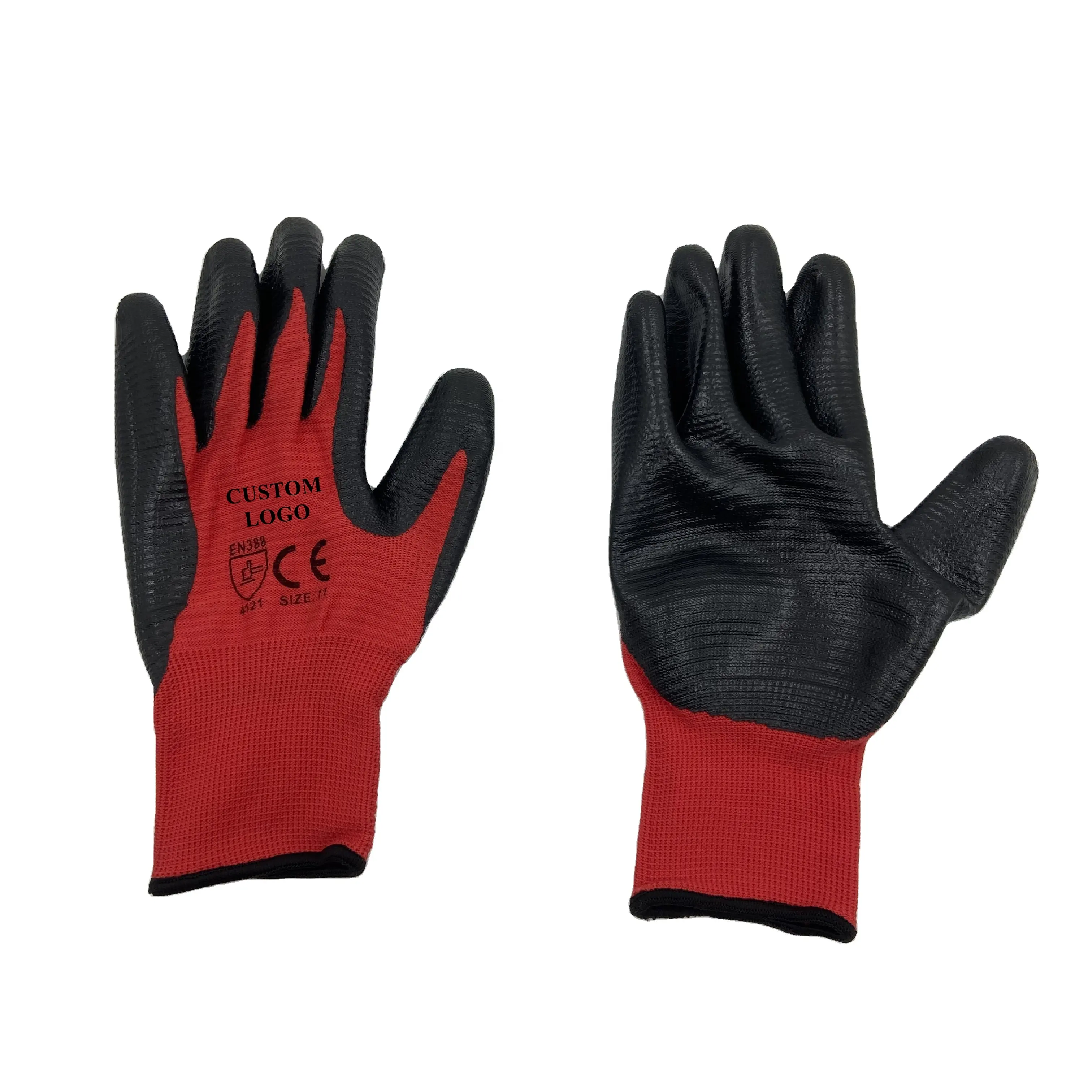 Wear Resistant Anti Slip Gardening Work Gloves with Breathable Back and Coated Nitrile Palm for Adults