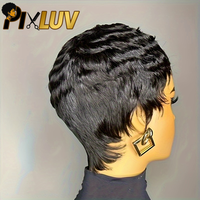 Perruque Pixie Cut en Cheveux Humains à 5,9 $ – Sans Colle, Faite à la Machine, Cheveux Bruts, Cuticules Alignées, Perruques en Cheveux Humains Vierges Pré-épilées
