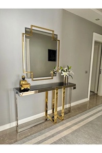 Table <span class=keywords><strong>console</strong></span> moderne plaquée, finition en acier inoxydable plaqué or <span class=keywords><strong>et</strong></span> argent, table <span class=keywords><strong>console</strong></span> de luxe moderne - Product Image 2