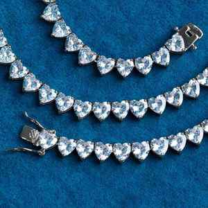 Collar de Cadena de Tenis con Moissanita de Plata de Ley 925, Corte Corazón, Romántico y Delicado, Regalo para Novia, Boda, Compromiso, Fiesta - Product Image 4