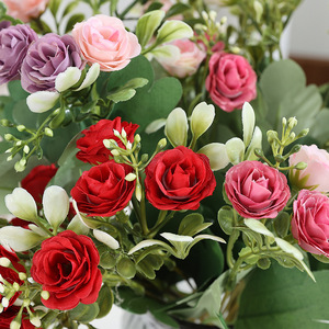 Bouquet <span class=keywords><strong>de</strong></span> roses artificielles en soie, 15 têtes, semi-fait main, style bohème, pour décoration d'ambiance <span class=keywords><strong>de</strong></span> <span class=keywords><strong>mariage</strong></span>, restaurant, usine - Product Image 3