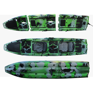 Kayak modulaire tandem à pédales en HDPE de 14 pieds, 3 sections, avec moteur électrique, pour 2 personnes, double, pour la navigation en lac, en mer, la pêche, canoë en plastique - Product Image 2