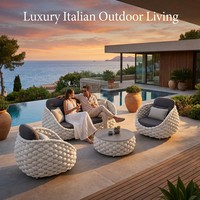Ensemble de canapé de camping en corde tressée épaisse et durable, coussins imperméables, table basse en alliage d'aluminium, pour extérieur, jardin, balcon