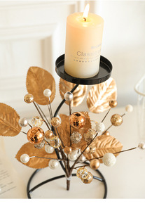 Support de bougie en fer LANJO en forme de sapin de Noël avec ornements de fruits et de feuilles, décoration élégante pour la table - Product Image 4