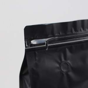 Dây Kéo bao bì túi phẳng đáy túi Cà phê đứng lên lá nhôm thực phẩm PE tùy chỉnh in màu đen mờ - Product Image 2