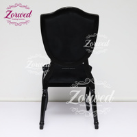 Chaise de salle à manger noire de luxe gothique moderne en gros, dossier bouclier à boutons en cristal, chaises de mariage en velours noir de style français pour hôtel