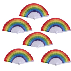 Custom Hand Fans Folding Plastic Rainbow Fan Home Decoration Craft Fan Stage Performance Dance for Wedding Party Decor Gift