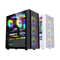 Boîtier d'ordinateur de bureau ATX M3 de style professionnel transfrontalier avec ports USB 3.0 avant, compatible avec 8 ventilateurs, vue panoramique, en stock