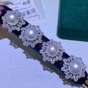 Anneaux en perles naturelles de 12-13 mm de Zhuji Wholesale, finition glacée froide, lisses et délicates, incrustés de zircon S925, taille ajustable - Product Image 3