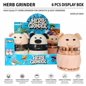 Hot Sale Wholesale Luxury Colorful Pig Tobacco Crusher 4 Parts Zinc Alloy <b>Herb</b> <b>Grinder</b> - Product Image 1