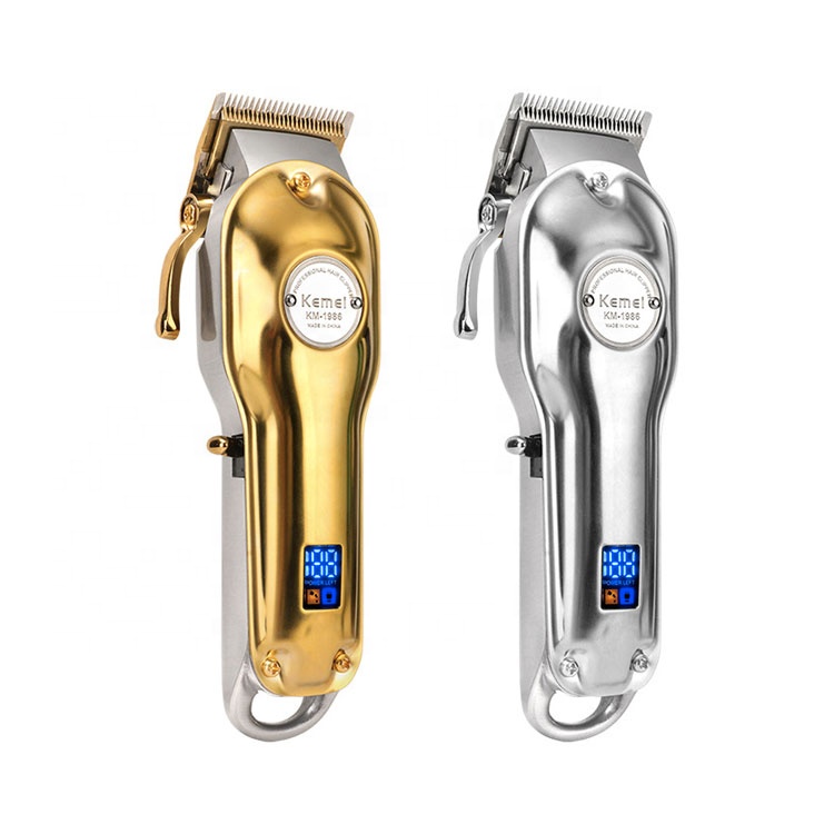 Barberia лучший продавец 1986, перезаряжаемый Золотой триммер для волос, головка резака, Регулируемый ЖК-дисплей, электрическая Серебряная машинка для стрижки волос