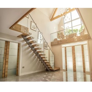 Modern Home <strong>Escalator</strong> Stairs with U-Shaped Indoor Wood Staircase <strong>Designs</strong> Wrought Iron Railings French Style for Indoor Use - Product Image 6