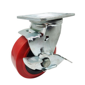 Heavy Duty 4 \ "5 \" 6 \ "8 \" Red <span class=keywords><strong>PU</strong></span> Universal Giratória Rodízios Rodas de Freio para Prateleira Pesada Rodízios De Poliuretano Roda Universal - Product Image 4