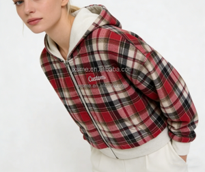 Felpa con cappuccio semplice Casual con cerniera <span class=keywords><strong>a</strong></span> doppia faccia retrò personalizzata felpa reversibile con Zip larga da donna - Product Image 4