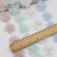 3 D Fleur Patch Perle Décorative Applique Dentelle Sangle Ruban Accessoires pour Vêtements Chaussures Chapeau