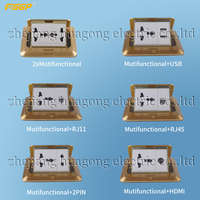 Kit de Caja de Piso Ajustable de Acero ZheJiang Huagong FGGP, Toma de Corriente de Piso de 2 Tomas, Caja de Piso Universal Compatible con SDK, 20A 125V, Latón