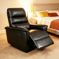 Fauteuil inclinable en cuir véritable gris foncé Arleather, canapé ergonomique à dossier haut, inclinaison fluide, design contemporain, salon