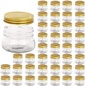 Vente en gros, en stock, pot en verre transparent de 15 ml pour crème, avec couvercle à vis en aluminium doré - Product Image 1