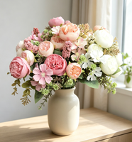 Fournisseur d'usine : Bouquet de pivoines artificielles Austin en soie, fausse fleur en soie pour bouquet de mariée, décoration intérieure, OEM ODM