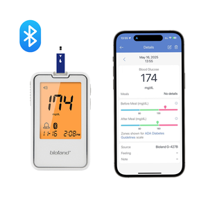 Medidor de Glucosa en Sangre Bioland de Alta Precisión con Bluetooth, Glucómetros con Kit de 50/100 Tiras Reactivas - Product Image 1
