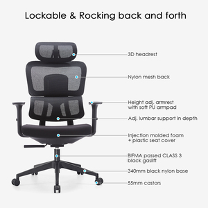 أفضل كرسي مكتب مريح واقتصادي، كرسي مكتب شبكي دوار مريح بظهر كامل يمكن تعديل ارتفاعه - Product Image 4