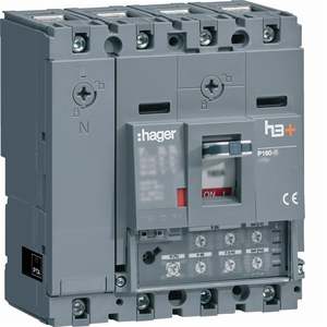 HHS041JC Interruttore automatico scatolato Hagers H3+ P160 LSI 4P 25kA 40A personalizzabile con neutro regolabile - Product Image 1