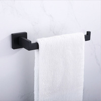 Ensemble de porte-serviettes en acier inoxydable noir mat de luxe, quatre pièces, accessoires de salle de bain modernes à fixation murale pour hôtels