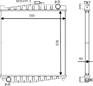 อะไหล่ระบบระบายความร้อนรถยนต์ หม้อน้ำพลาสติกอะลูมิเนียมสำหรับรถบรรทุก JDM <span class=keywords><strong>Nissan</strong></span> <span class=keywords><strong>UD</strong></span> CONDOR FE6 KC MK252 หม้อน้ำรถบรรทุก OEM 21400-33Z61 - Product Image 2
