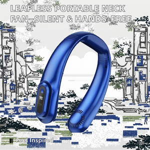 Ventilateur de cou portable mains libres USB à trois vitesses, rechargeable, en plastique, pour voiture, extérieur, hôtel, mini climatiseur personnel - Product Image 2