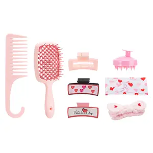 Belle qualité rose Salon de beauté accessoires ensemble brosses à cheveux Clip bandeau pour Spa lavage du visage étiquette personnalisée